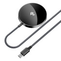 Nabíječka Acefast E24 Qi2 15W magnetická indukční s kabelem USB-C 1,2 m - černá