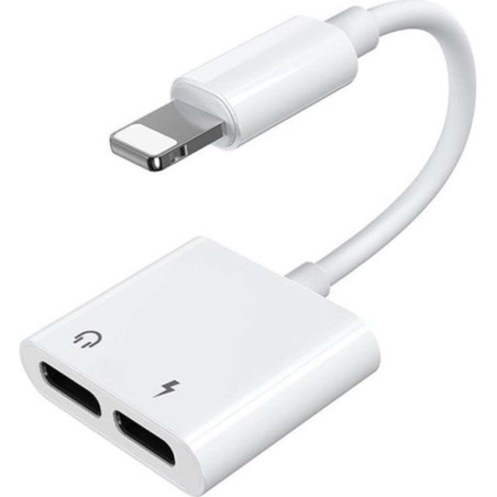 Joyroom S-Y104 – adaptér Lightning na 2× Lightning (audio + nabíjení) – bílý