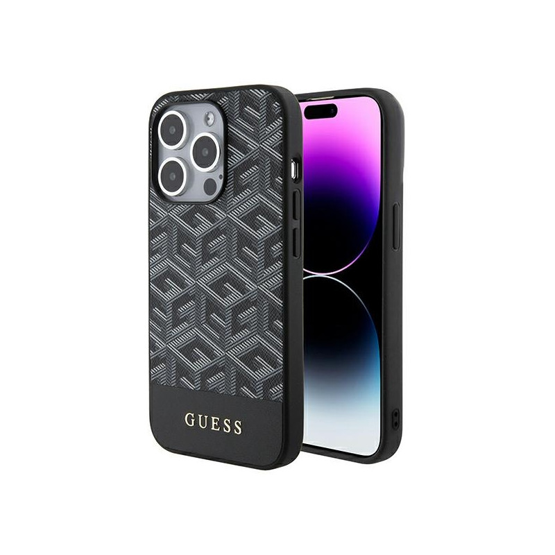 Kryt Guess GCube Stripes MagSafe pro iPhone 15 Pro Max - black