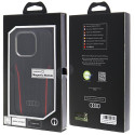 Pouzdro Audi Genuine Leather s MagSafe iPhone 15 Pro - černá/červen
