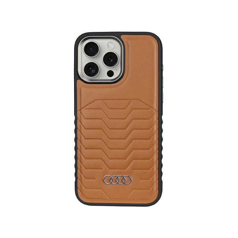 Pouzdro Audi pro iPhone 14 Pro Max - hnědá