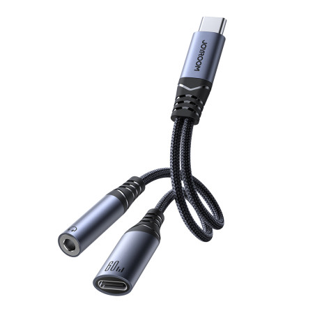Joyroom SY-C02 – 2v1 DAC adaptér z USB-C na USB-C + 3,5mm jack – černý