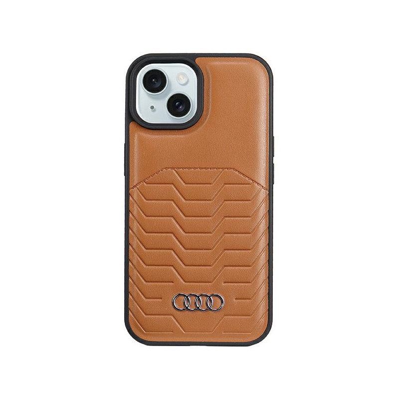 Pouzdro Audi pro iPhone 15 Plus / 14 Plus - hnědá