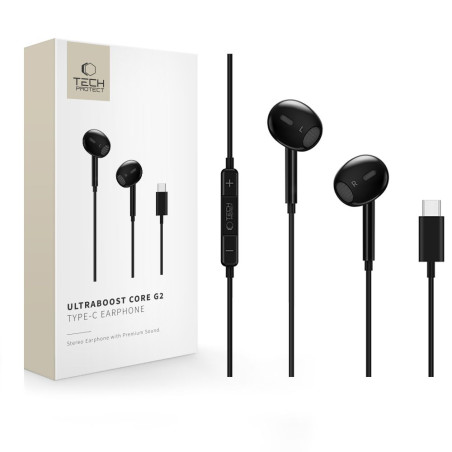 Sluchátka Tech-Protect Ultraboost Core G2 USB-C - černá