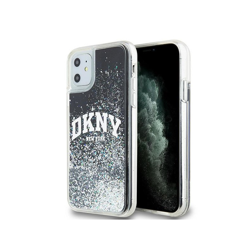 Kryt DKNY LIQUID GLITTER BIG LOGO pro iPhone 11 / XR - black