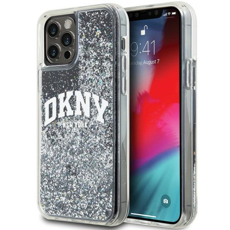 Kryt DKNY LIQUID GLITTER BIG LOGO pro iPhone 12 Pro/12 - černý