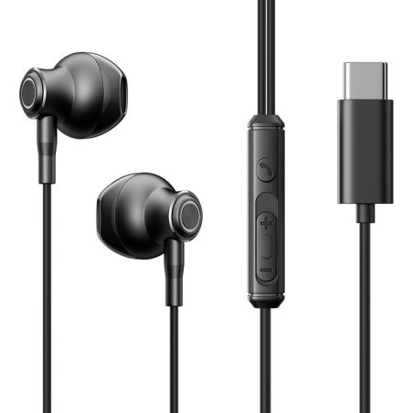 Joyroom USB-C sluchátka do uší TYPE-C Series JR-EC07 kovová - černá