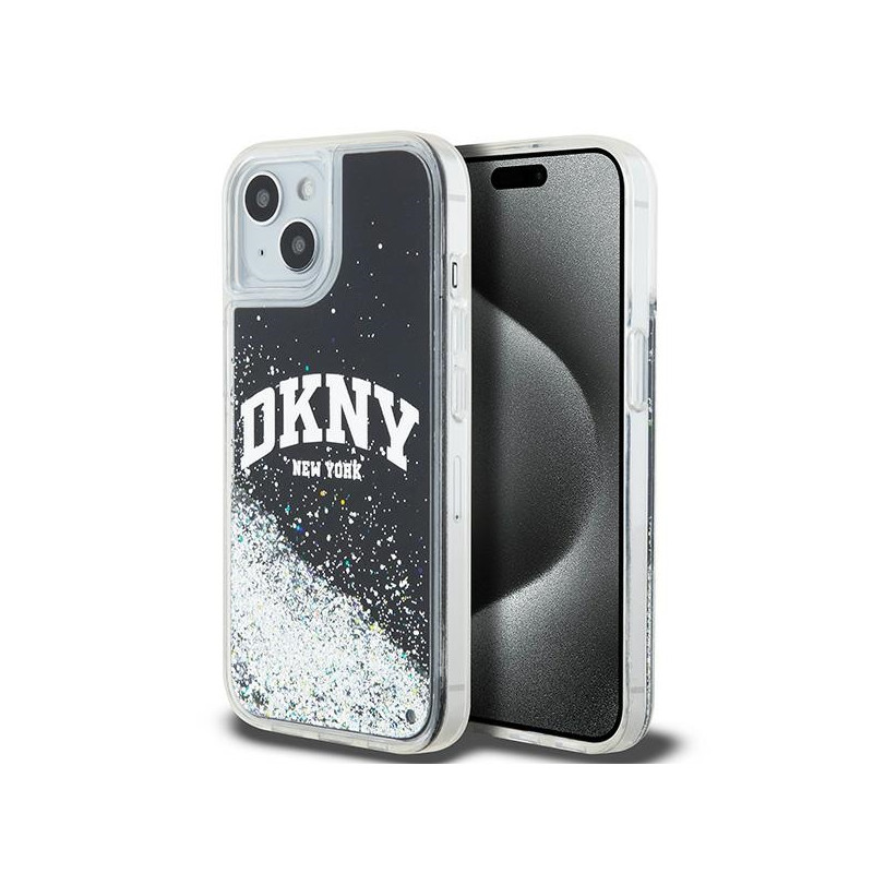 Kryt DKNY LIQUID GLITTER BIG LOGO pro iPhone 14 / 15 / 13 - černý