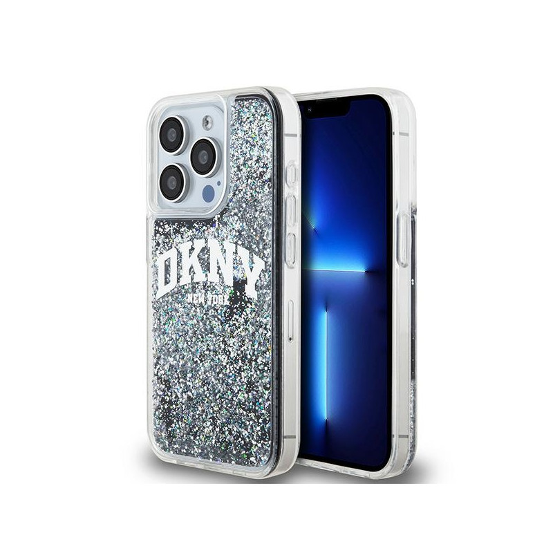 Pouzdro DKNY LIQUID GLITTER BIG LOGO pro iPhone 15 Pro - černé