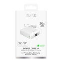 Powerbanka Puro 10000mAh 20W USB-C USB-A s displejem a vestavěným kabelem USB-C - bílá
