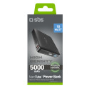 Powerbanka SBS HD 10W 5000mAh USB-C s LCD displejem - černá