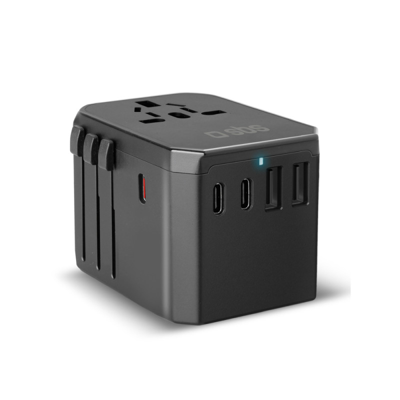 Adaptér SBS Universal GaN cestovní 70W 3x USB-C 2x USB-A s pouzdrem - černý