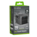 Adaptér SBS Universal GaN cestovní 70W 3x USB-C 2x USB-A s pouzdrem - černý