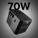 SBS Universal GaN Travel Adapter 70W 3xUSB-C 2xUSB-A with Case - Black