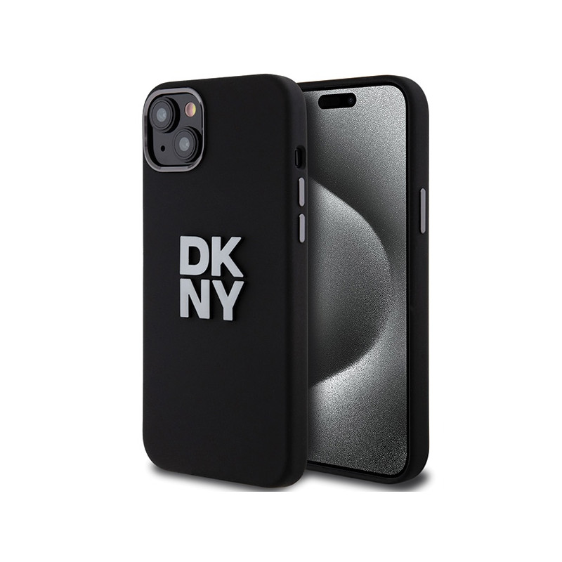 Kryt DKNY LIQUID SILICONE METAL Logo pro iPhone 15 Plus / 14 Plus - černý