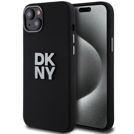 Kryt DKNY Liquid Silicone Metal Logo iPhone 15 Plus / 14 Plus černý