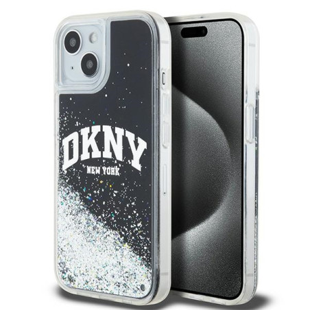 Kryt DKNY Liquid Glitter Big Logo iPhone 15/14/13 - černý