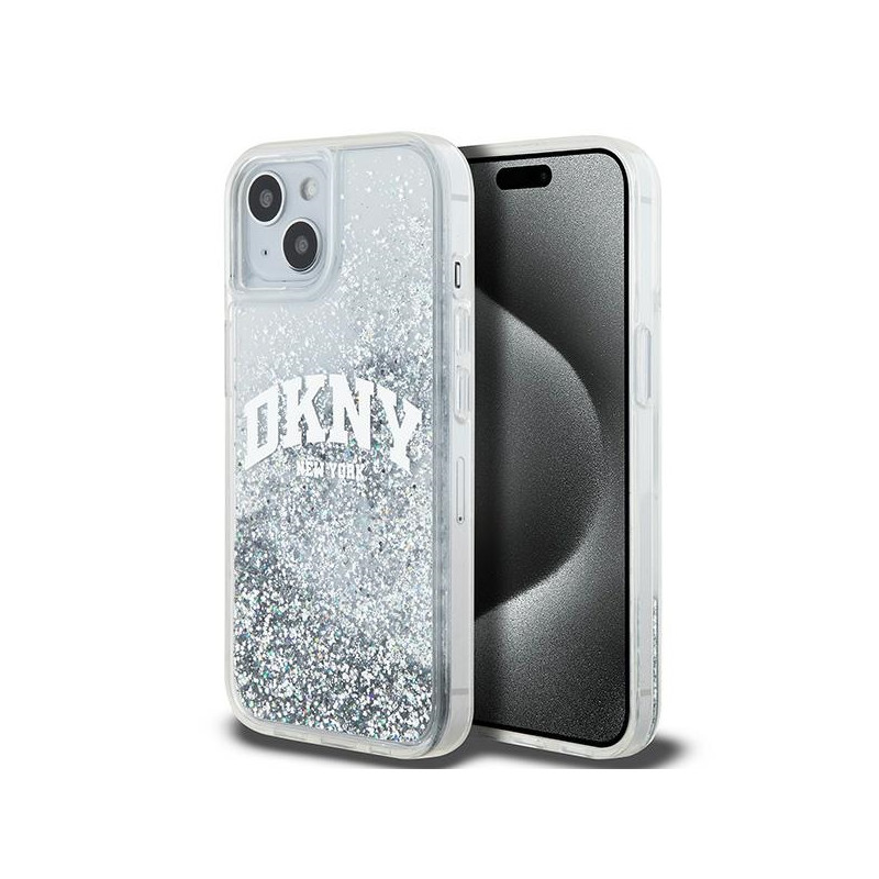 Kryt DKNY LIQUID GLITTER BIG LOGO pro iPhone 15 / 14 / 13 - white