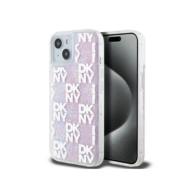 Kryt DKNY LIQUID GLITTER MULTILOGO pro iPhone 15 / 14 / 13 - pink