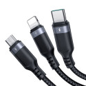 Joyroom S-A18 3in1 3.5A USB-A - Lightning+USB-C+MicroUSB cable 1.2m - black