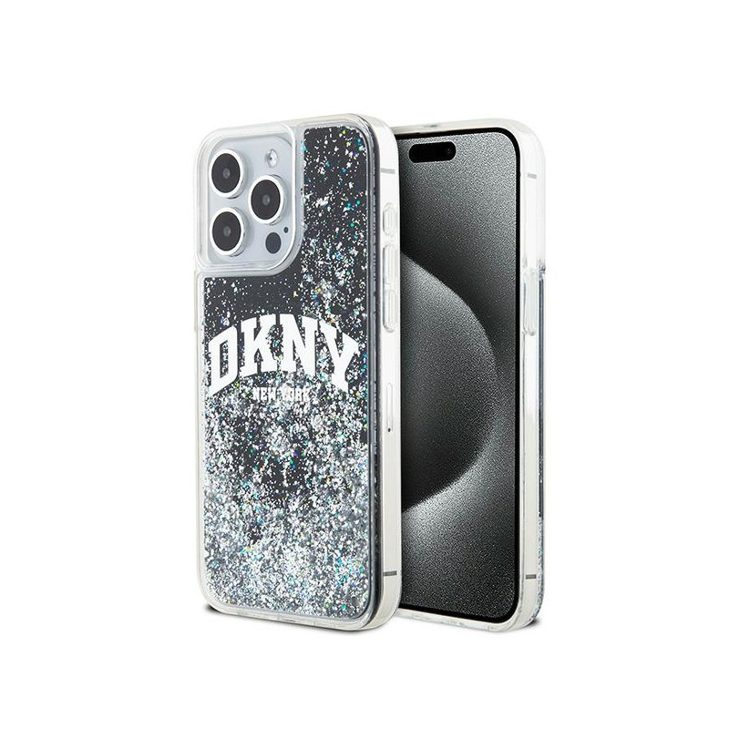 Pouzdro DKNY LIQUID GLITTER BIG LOGO pro iPhone 15 Pro Max - černé