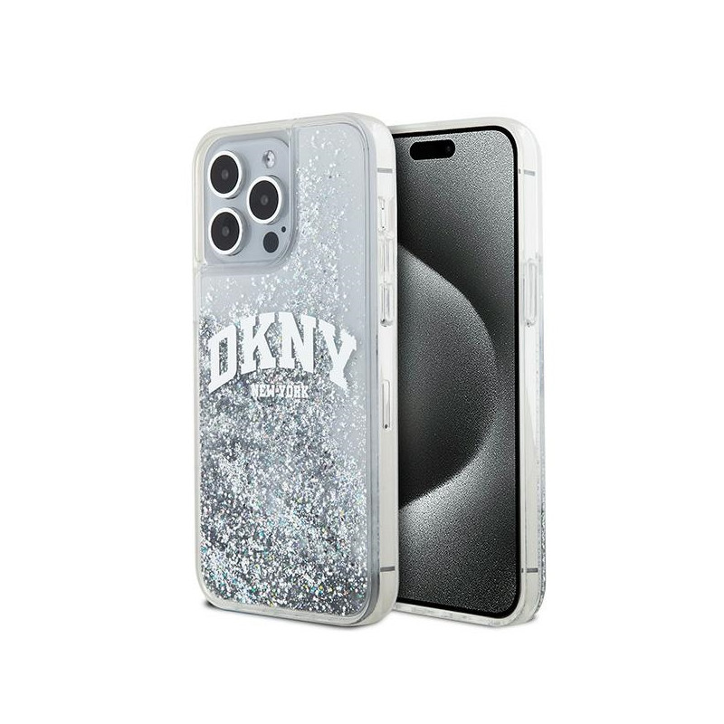Pouzdro DKNY Liquid Glitter Big Logo pro iPhone 15 Pro Max - bílá