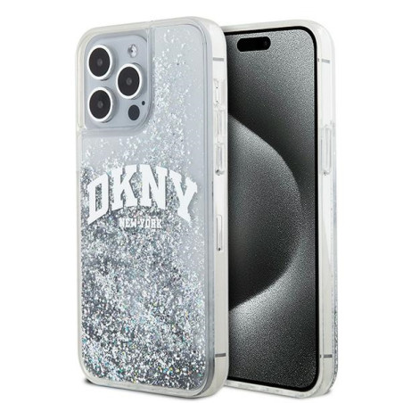 Pouzdro DKNY Liquid Glitter Big Logo iPhone 15 Pro Max – bílá
