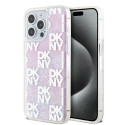 Kryt DKNY Liquid Glitter Multilogo pro iPhone 15 Pro Max - růžové