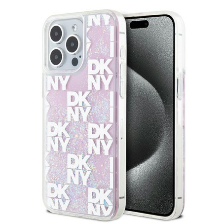 Kryt DKNY Liquid Glitter Multilogo pro iPhone 15 Pro Max - růžové