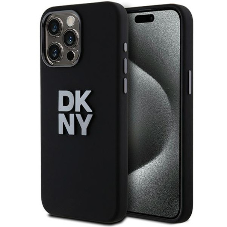 Kryt DKNY Liquid Silicone Metal Logo iPhone 15 Pro Max černý