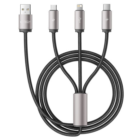 Kabel 3v1 Tech-Protect UltraBoost USB-A/microUSB, USB-C, Lightning 3,5 A 1 m Šedý