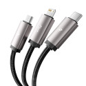 Kabel 3v1 Tech-Protect UltraBoost USB-A/microUSB, USB-C, Lightning 3,5 A 1 m Šedý