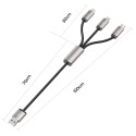 Kabel 3v1 Tech-Protect UltraBoost USB-A/microUSB, USB-C, Lightning 3,5 A 1 m Šedý