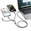 Kabel 3v1 Tech-Protect UltraBoost USB-A/microUSB, USB-C, Lightning 3,5 A 1 m Šedý