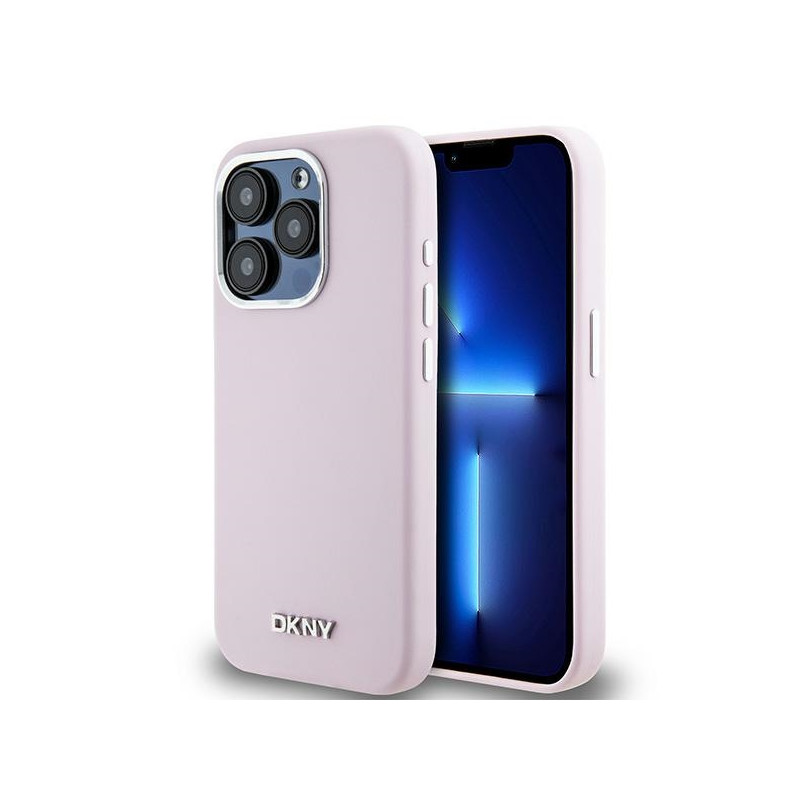 Kryt DKNY LIQUID SILICONE SMALL METAL LOGO pro iPhone 14 Pro - pink