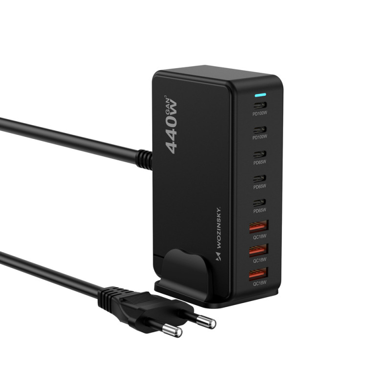 Wozinsky WSL-440 GaN QC3 Charging Station - 185W - Black