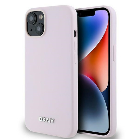 DKNY Liquid Silicone Logo MagSafe kryt iPhone 14/15/13 - růžová