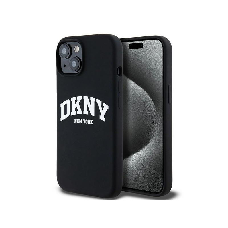 Kryt DKNY LIQUID SILICONE PRINTED LOGO pro iPhone 15 Plus / 14 Plus - černý