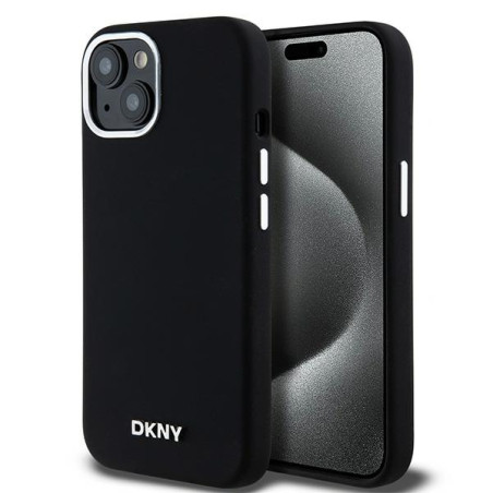 Pouzdro DKNY Liquid Silicone MagSafe pro iPhone 15/14/13 – černé