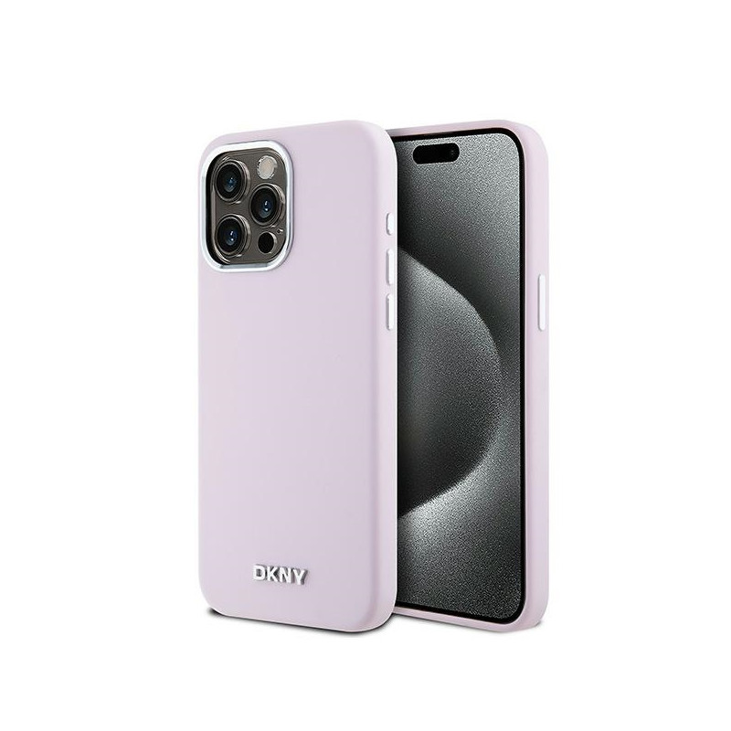 Kryt DKNY LIQUID SILICONE Small Metal Logo MagSafe pro iPhone 15 Pro Max - růžové