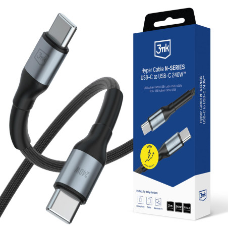 3mk Hyper Cable N-SERIES USB-C / USB-C 2m 48V/5A 240W / black