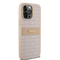 DKNY Leather Mono Stripe pouzdro iPhone 14 Pro - růžová