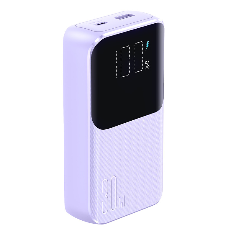 Joyroom JR-PBC07 20000mAh 30W mini power bank with USB-C and Lightning cables - purple