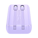 Joyroom JR-PBC07 20000mAh 30W mini power bank with USB-C and Lightning cables - purple
