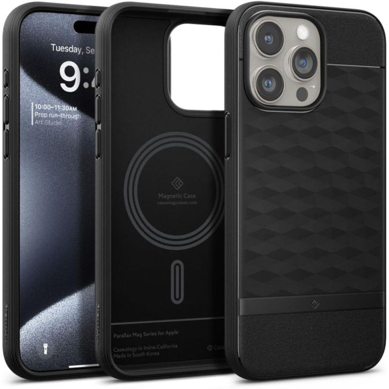 Kryt Caseology Parallax Mag MagSafe pro iPhone 15 Pro (6,1") - černý mat