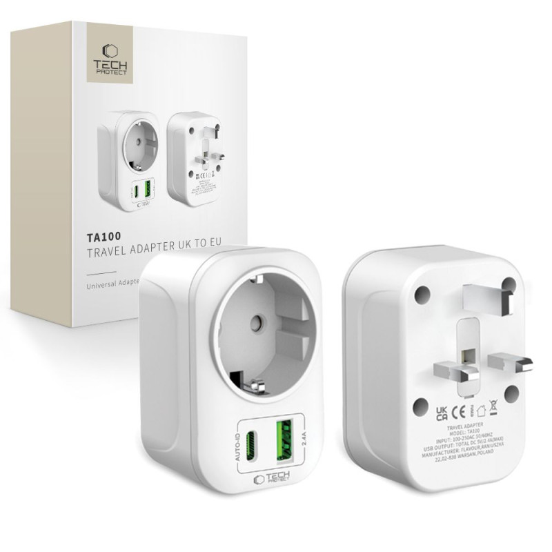 Adaptér Tech-Protect TA100 UK - bílý