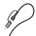 3mk Hyper Cable N-SERIES 2 in 2 USB-A / USB-C and USB-C / Lightning 1.2m QC 3.0 9V/2A 60W - black