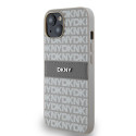 Kryt DKNY Leather Mono Stripe pro iPhone 15/14/13 - béžová