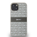 Kryt DKNY Leather Mono Stripe pro iPhone 15/14/13 - béžová