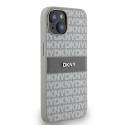 Kryt DKNY Leather Mono Stripe pro iPhone 15/14/13 - béžová